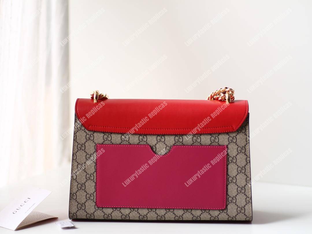 G*u*i padlock medium gg shoulder red/pink