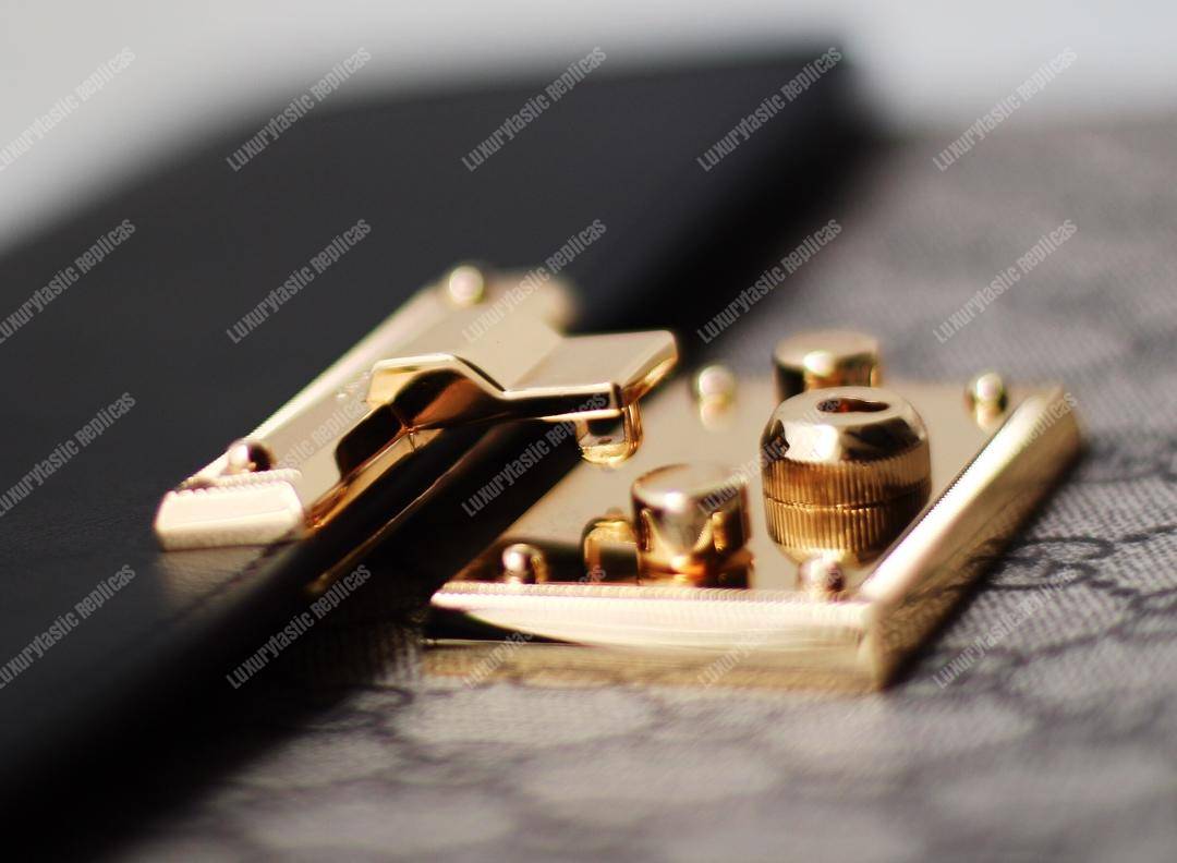 G*u*i padlock medium gg shoulder black/brown