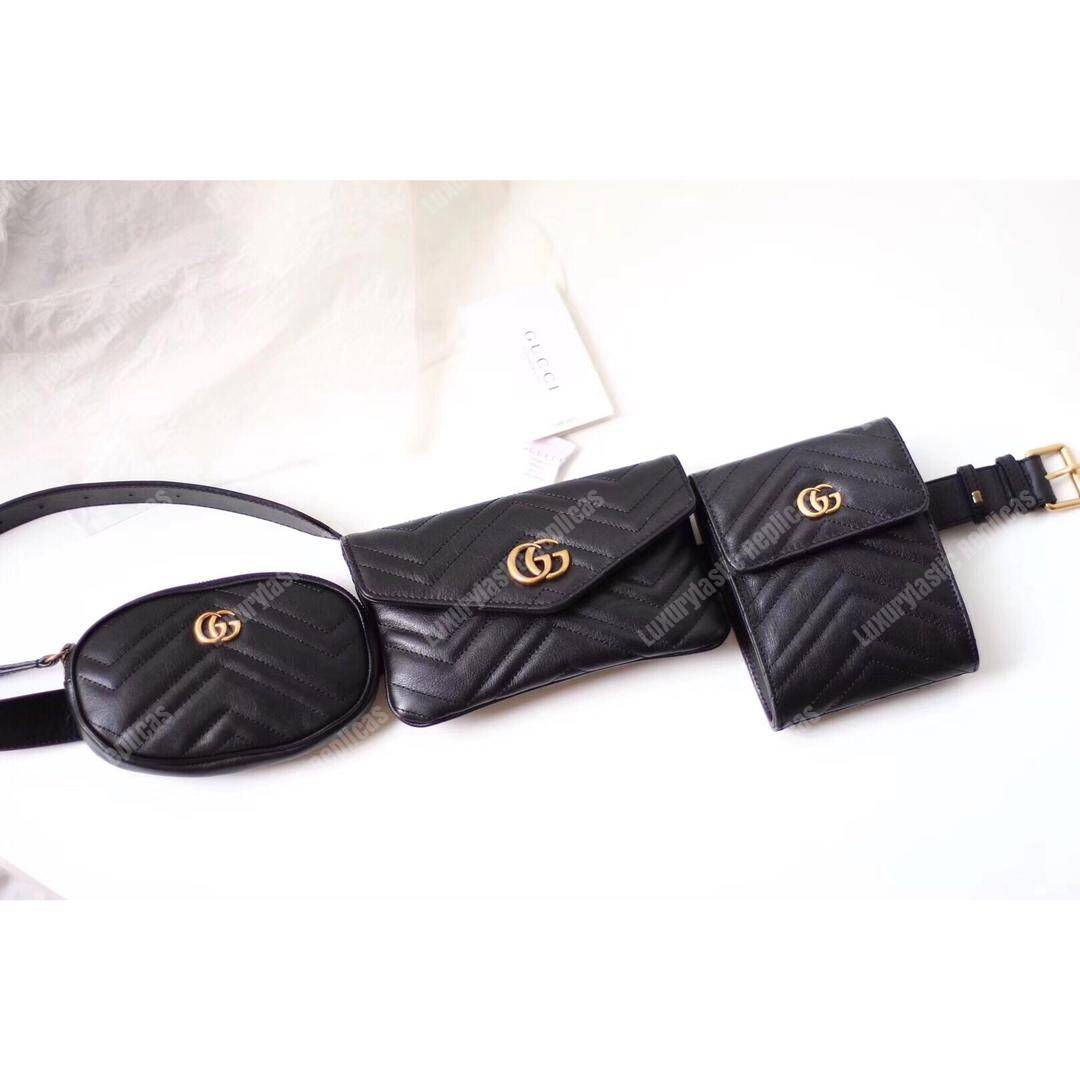 G*u*i gg marmont matelassé belt bag black