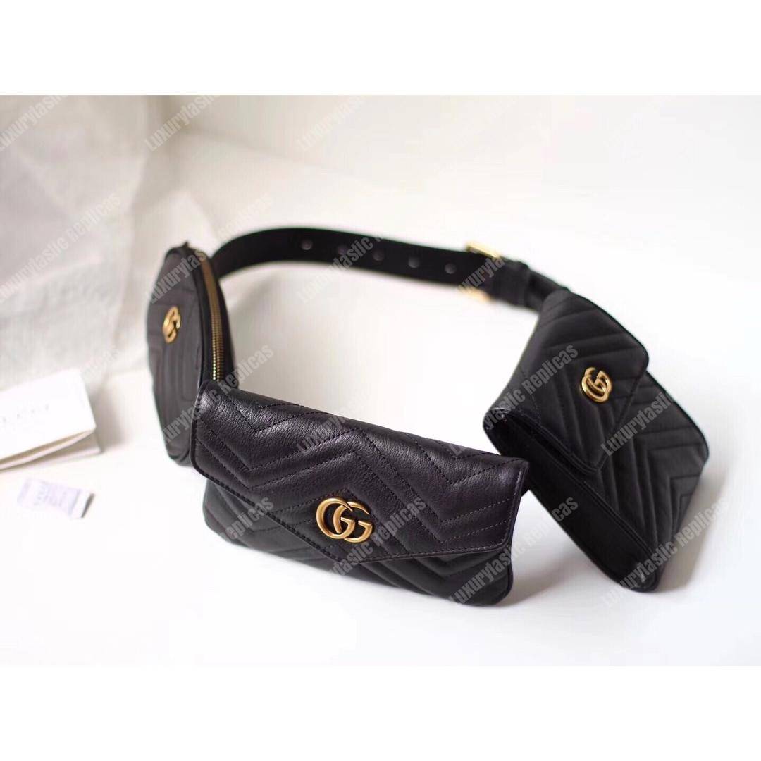 G*u*i gg marmont matelassé belt bag black