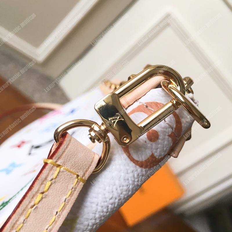 LV Pochette Accessories Monogram Multicolor White Coated Canvas