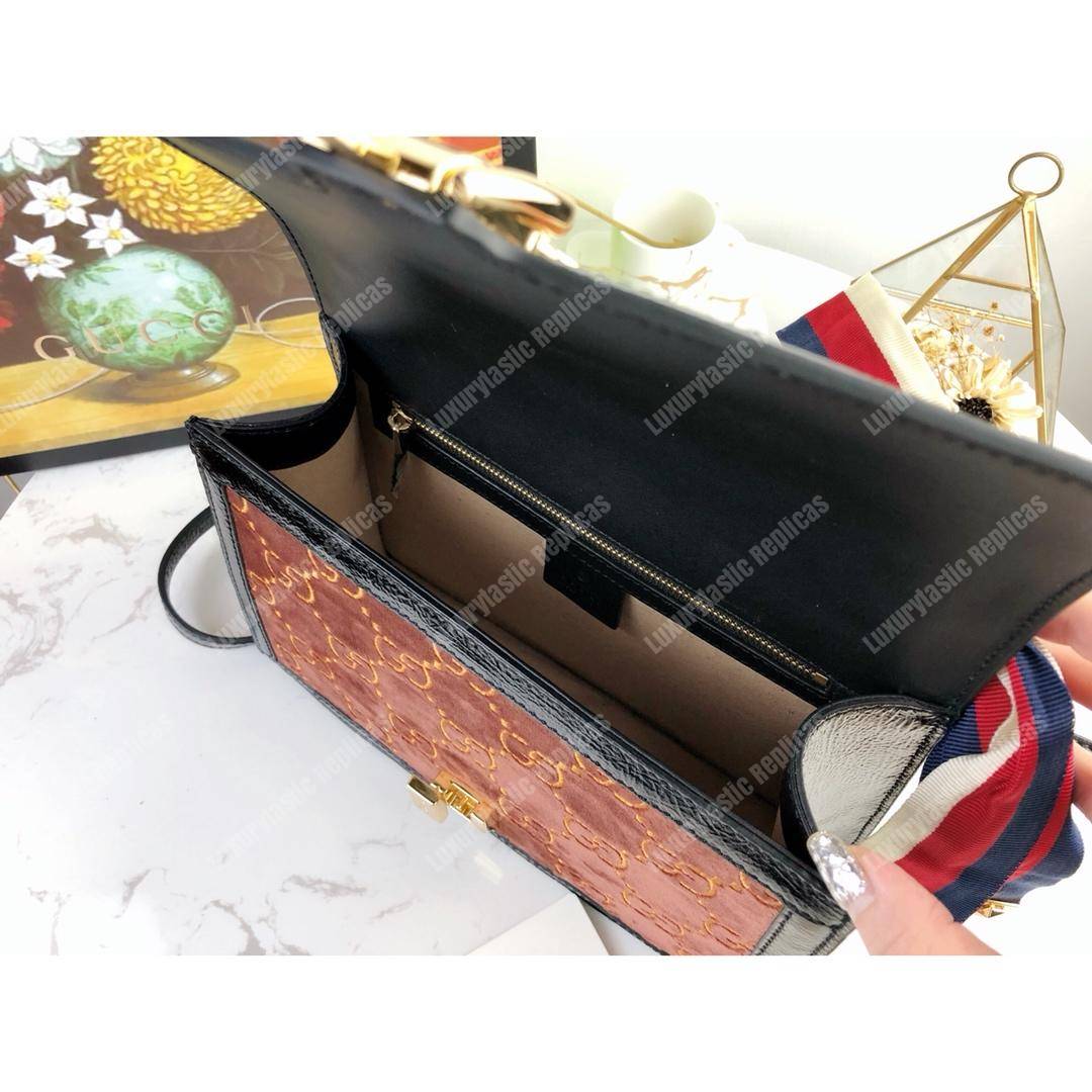 G*u*i sylvie gg velvet small shoulder bag brown