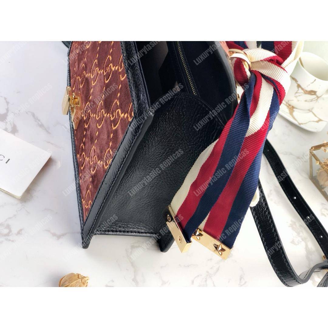 G*u*i sylvie gg velvet small shoulder bag brown