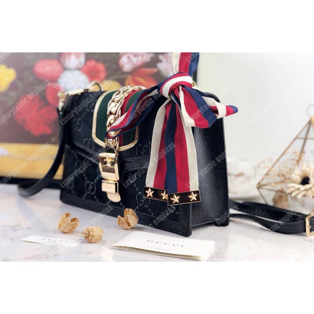 G*u*i sylvie velvet small shoulder bag black