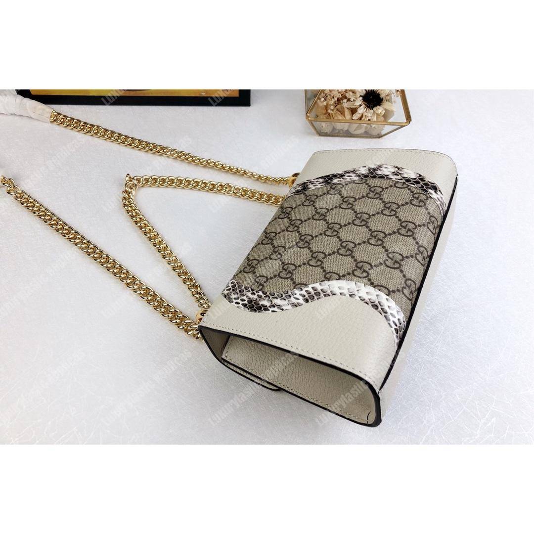 G*u*i abstract padlock shoulder bag white