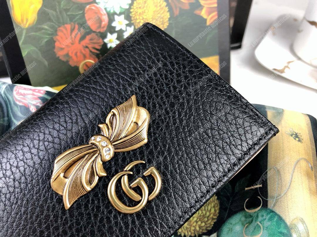 G*u*i leather zip wallet with bow black