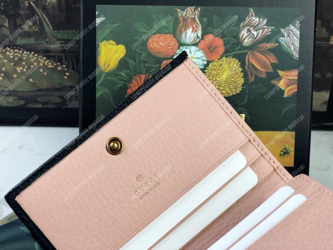 G*u*i leather zip wallet with bow black