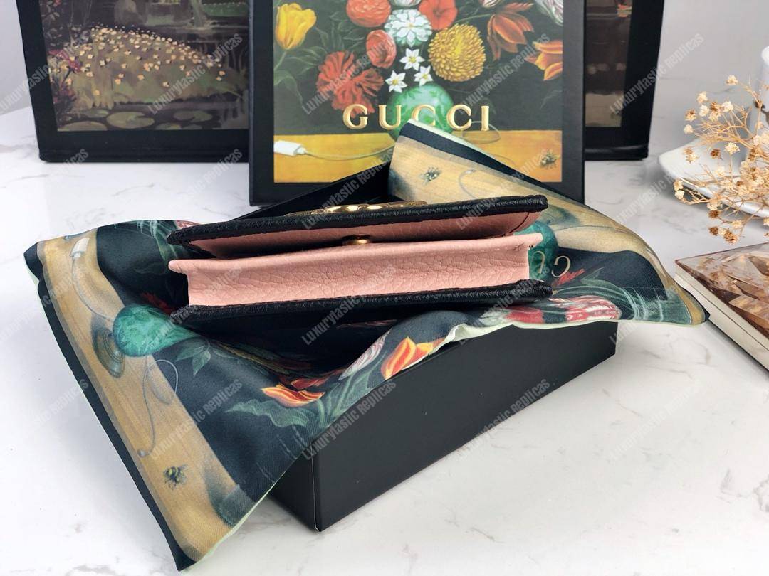 G*u*i leather zip wallet with bow black