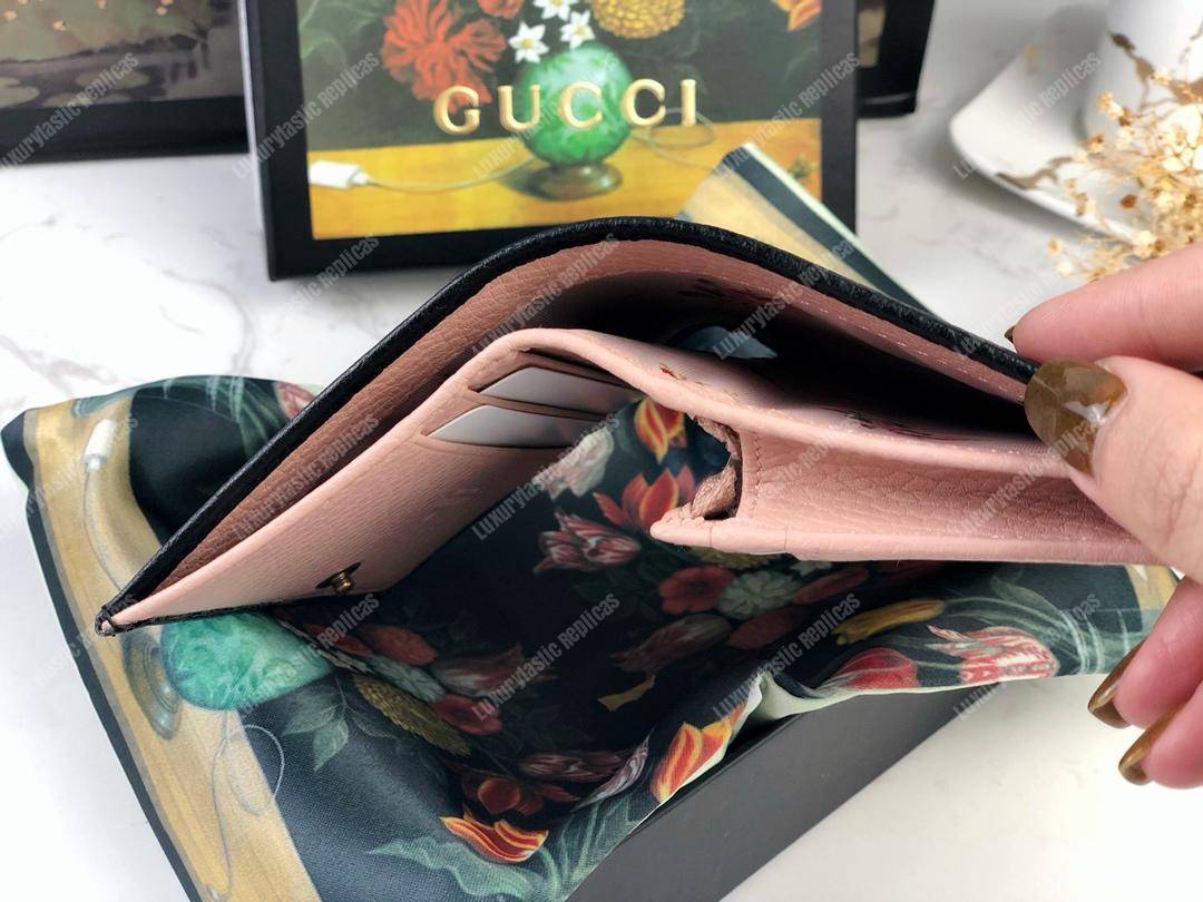 G*u*i leather zip wallet with bow black