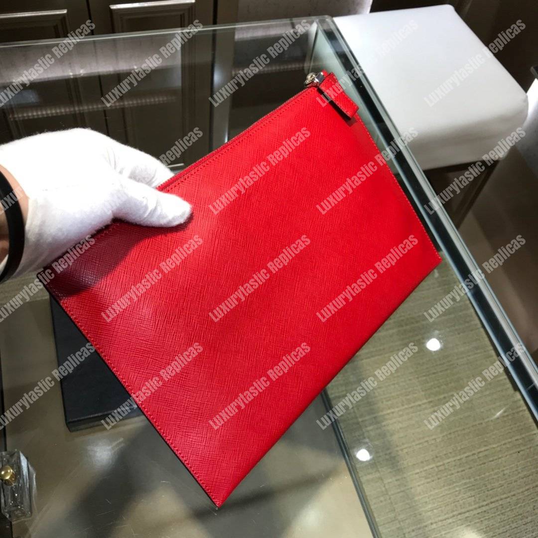 Pra*a saffiano leather pouch red
