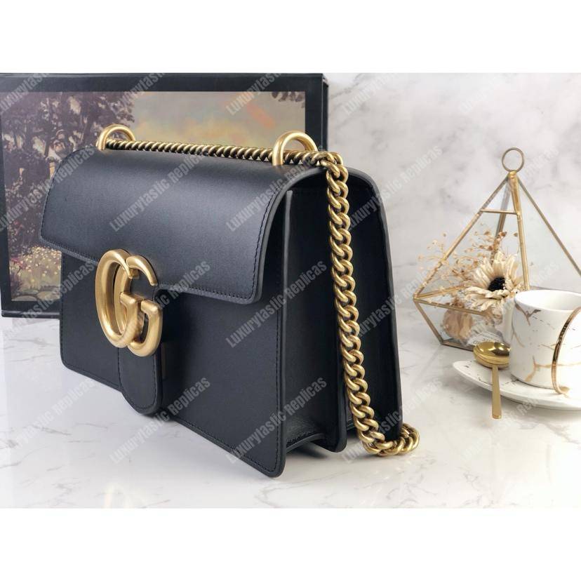 G*u*i gg marmont leather shoulder bag black