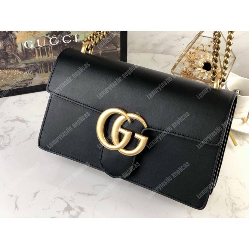 G*u*i gg marmont leather shoulder bag black