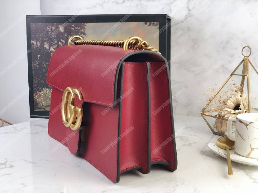 G*u*i gg marmont leather shoulder bag red