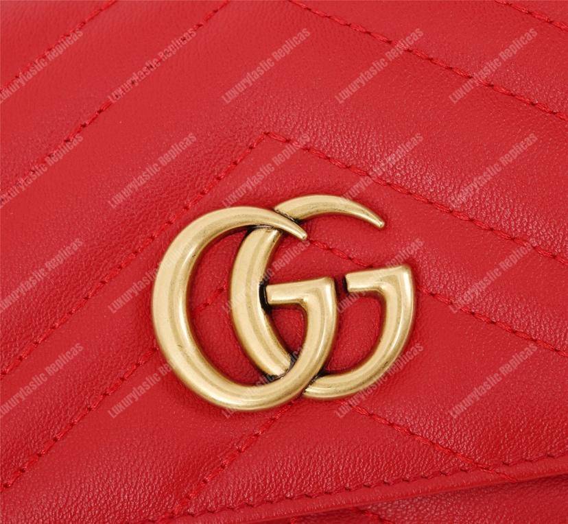 G*u*i gg marmont chevron continental wallet red