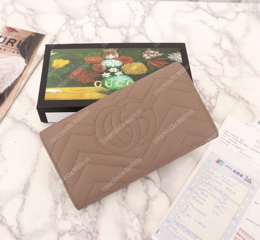 G*u*i gg marmont chevron continental wallet dusty pink