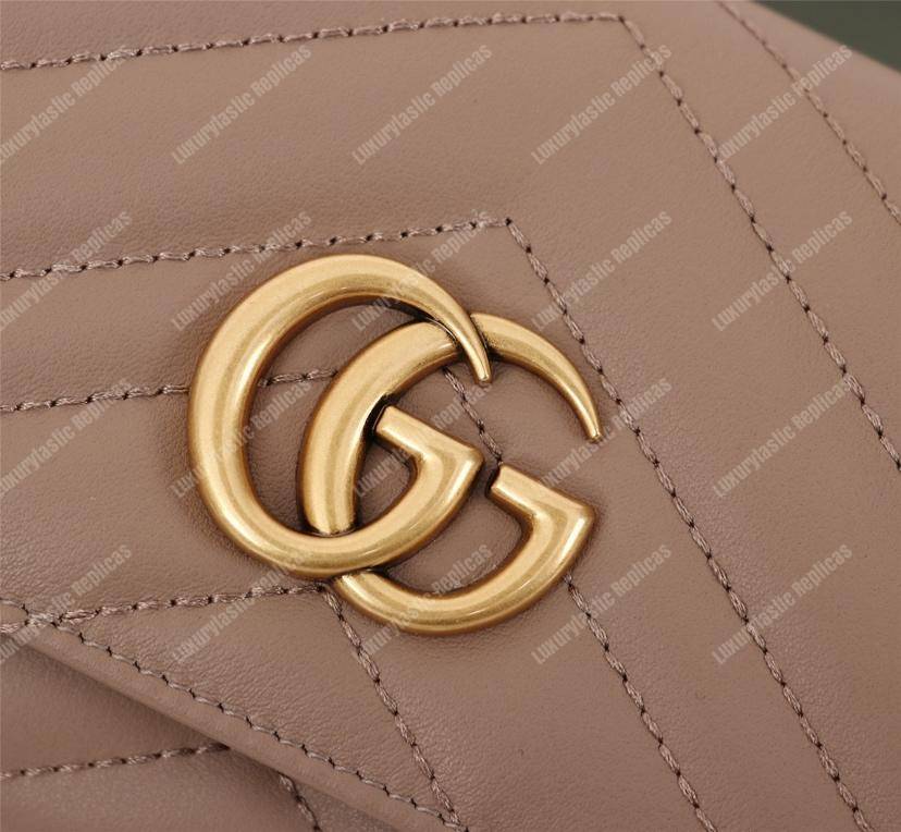 G*u*i gg marmont chevron continental wallet dusty pink