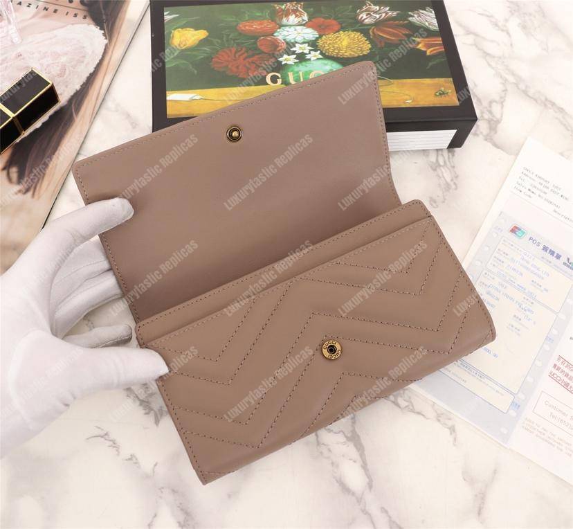 G*u*i gg marmont chevron continental wallet dusty pink