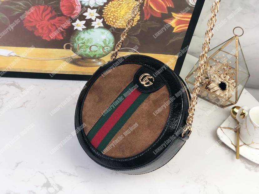 G*u*i ophidia mini round shoulder bag brown