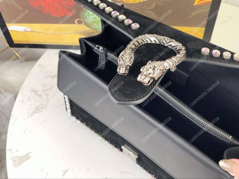 G*u*i black suede crystal small dionysus shoulder bag