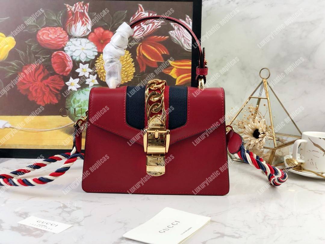 G*u*i sylvie leather mini bag hibiscus red