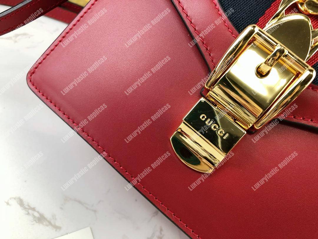 G*u*i sylvie leather mini bag hibiscus red