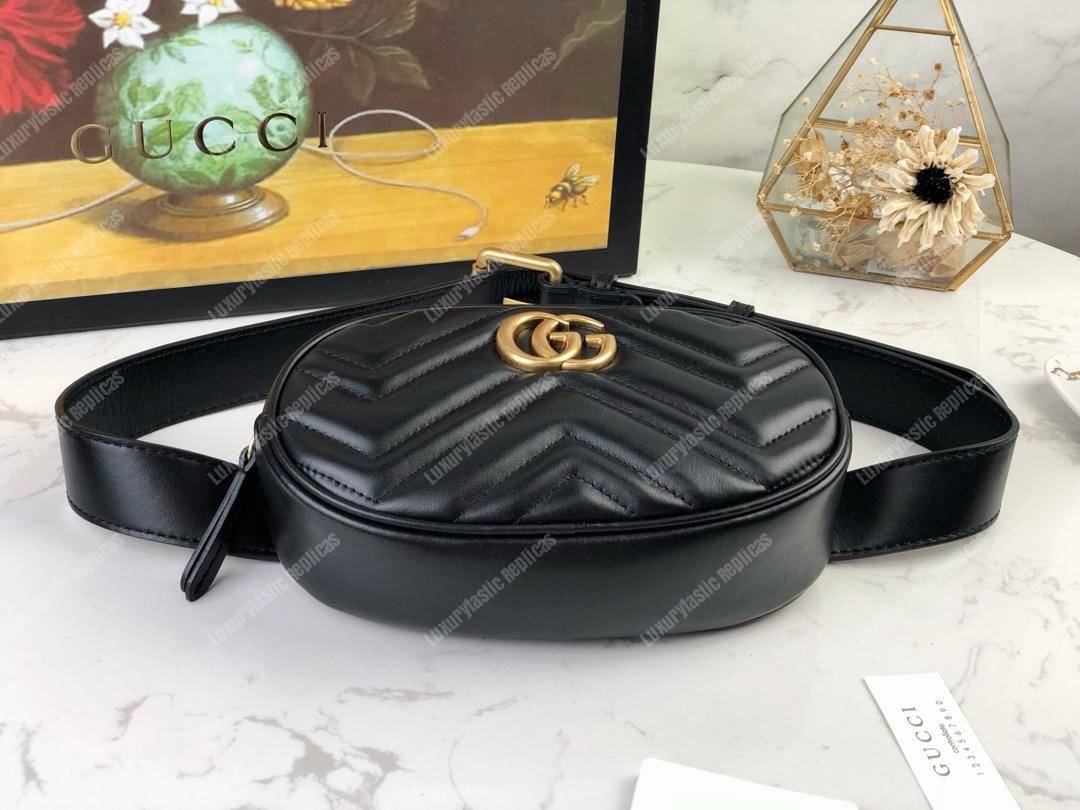 G*u*i gg marmont matelassé leather belt bag black