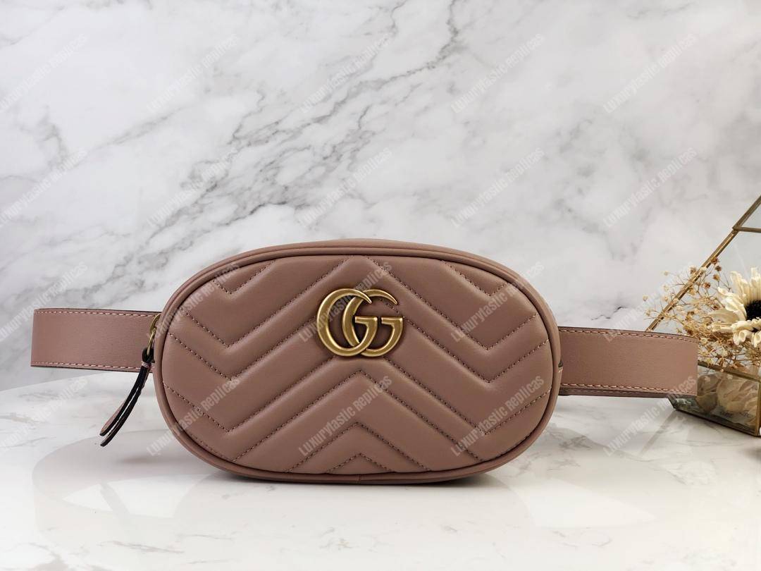 G*u*i gg marmont matelassé leather belt bag dusty pink