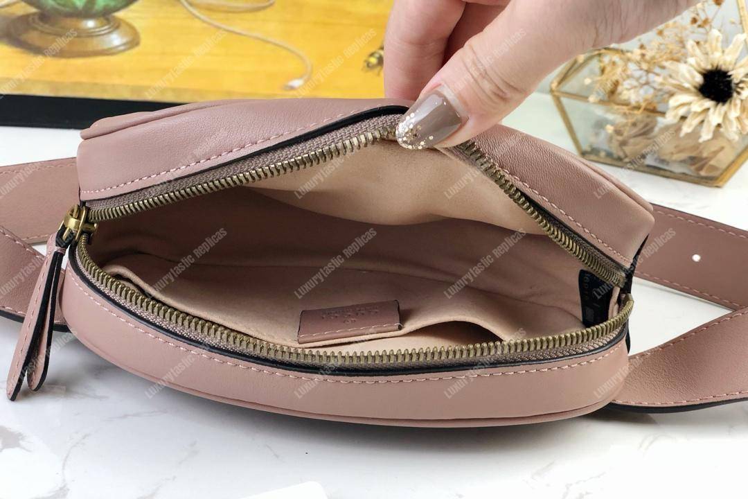 G*u*i gg marmont matelassé leather belt bag dusty pink