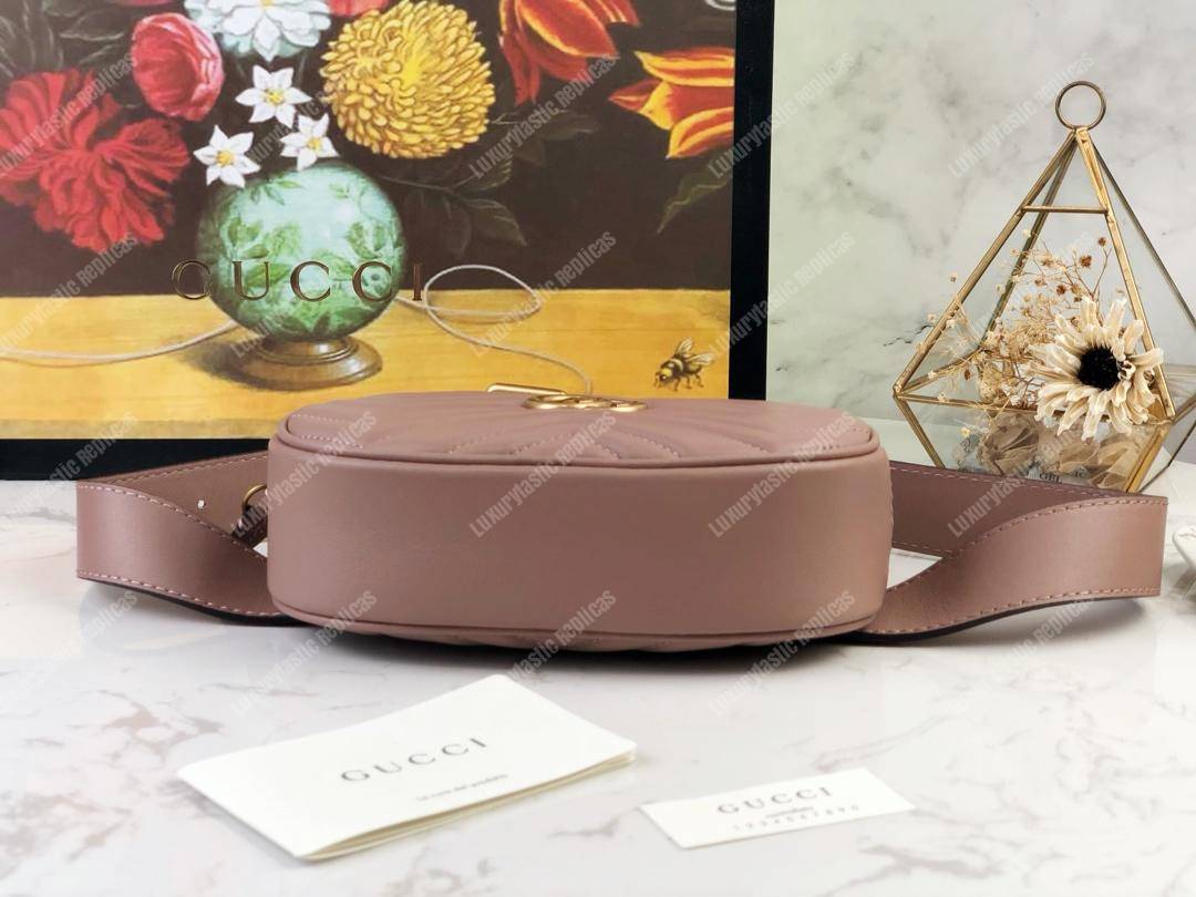 G*u*i gg marmont matelassé leather belt bag dusty pink
