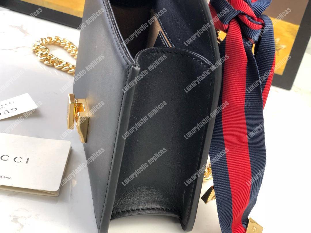 G*u*i sylvie leather mini chain bag black