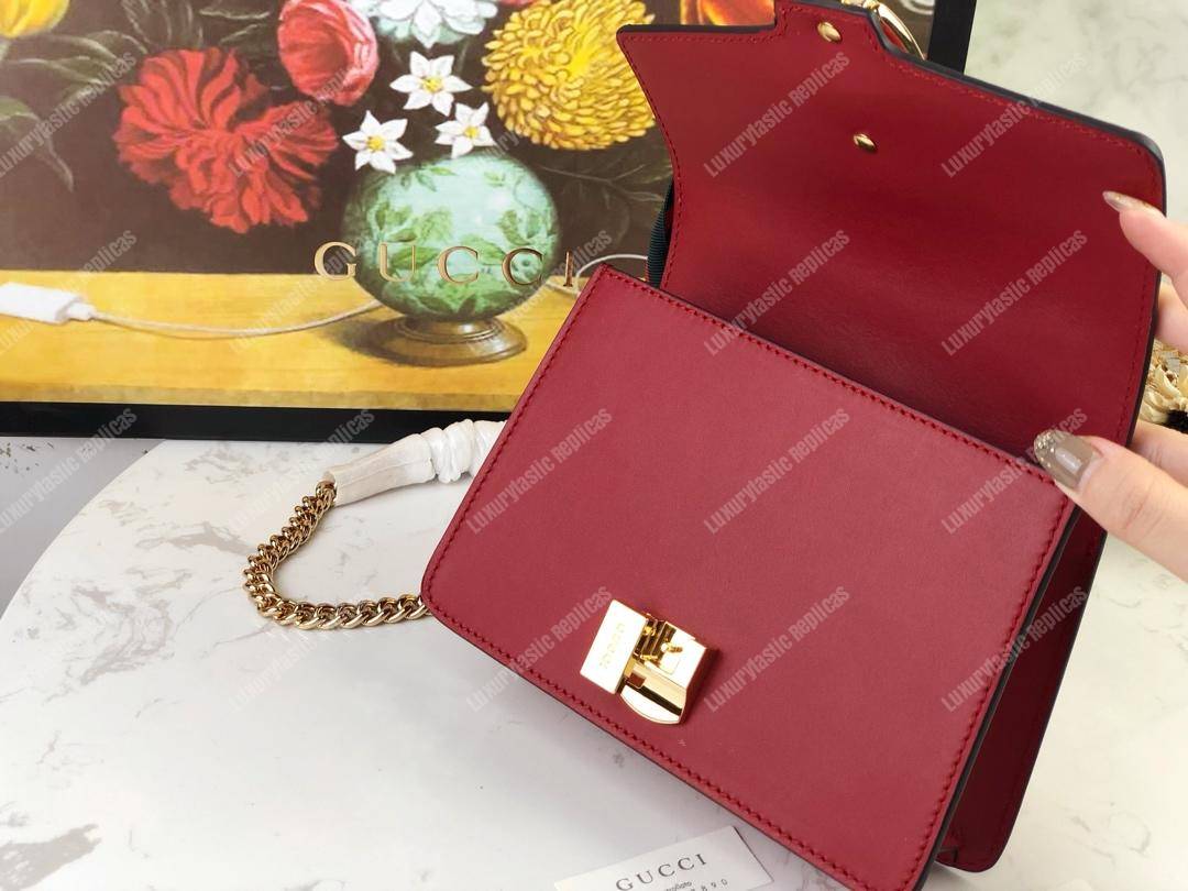 G*u*i sylvie leather mini chain bag hibiscus red