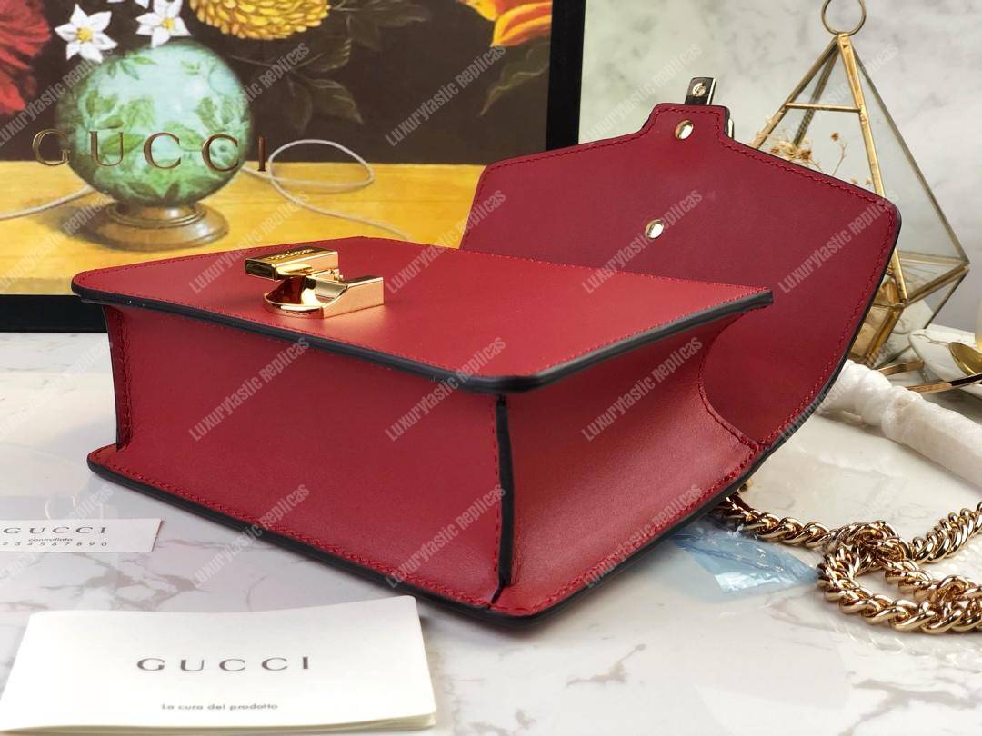 G*u*i sylvie leather mini chain bag hibiscus red