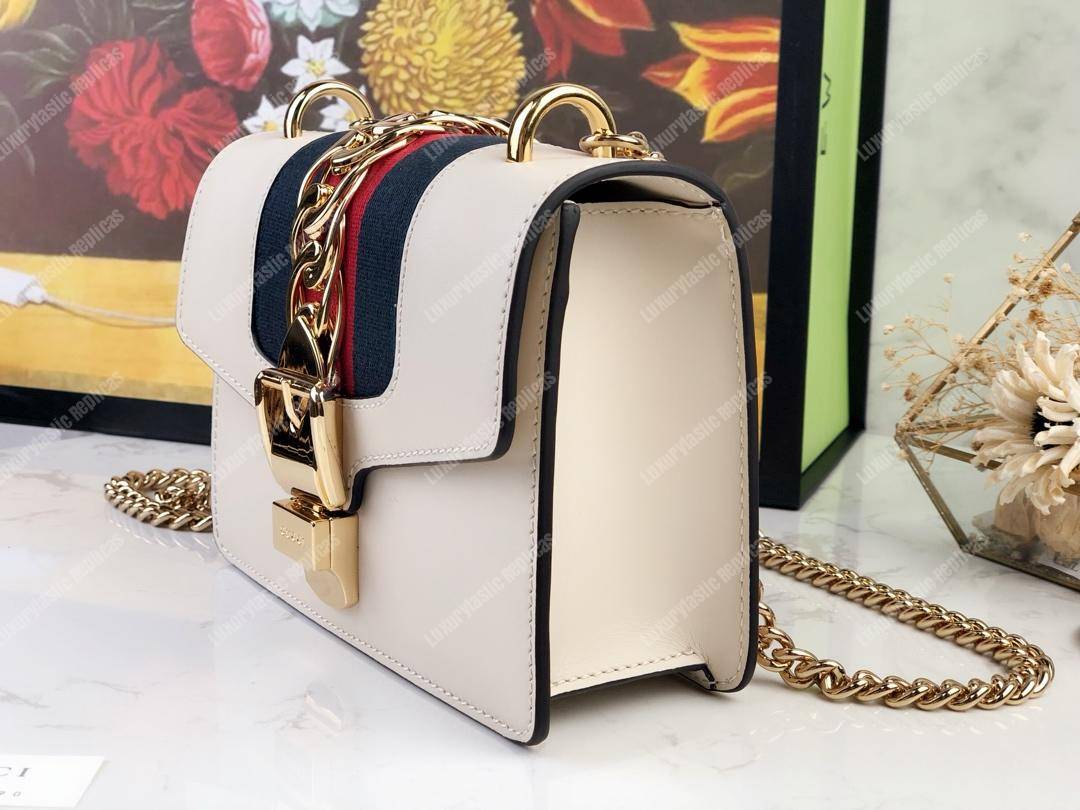 G*u*i sylvie leather mini chain bag white