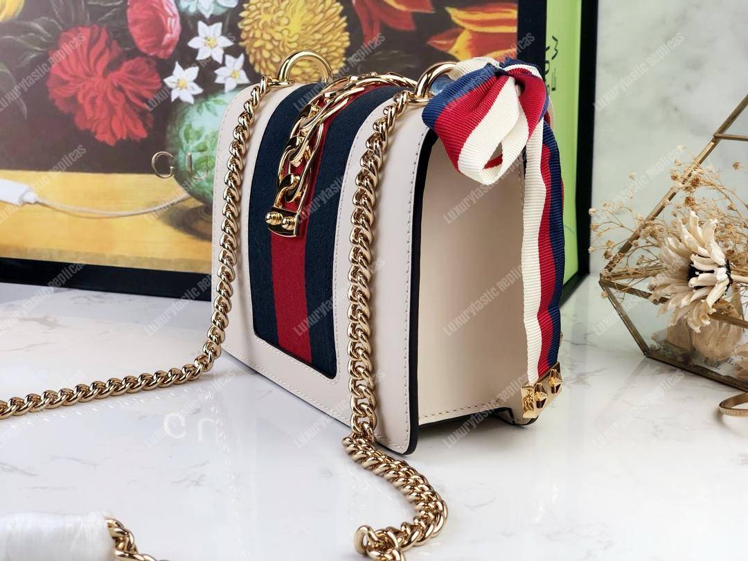 G*u*i sylvie leather mini chain bag white