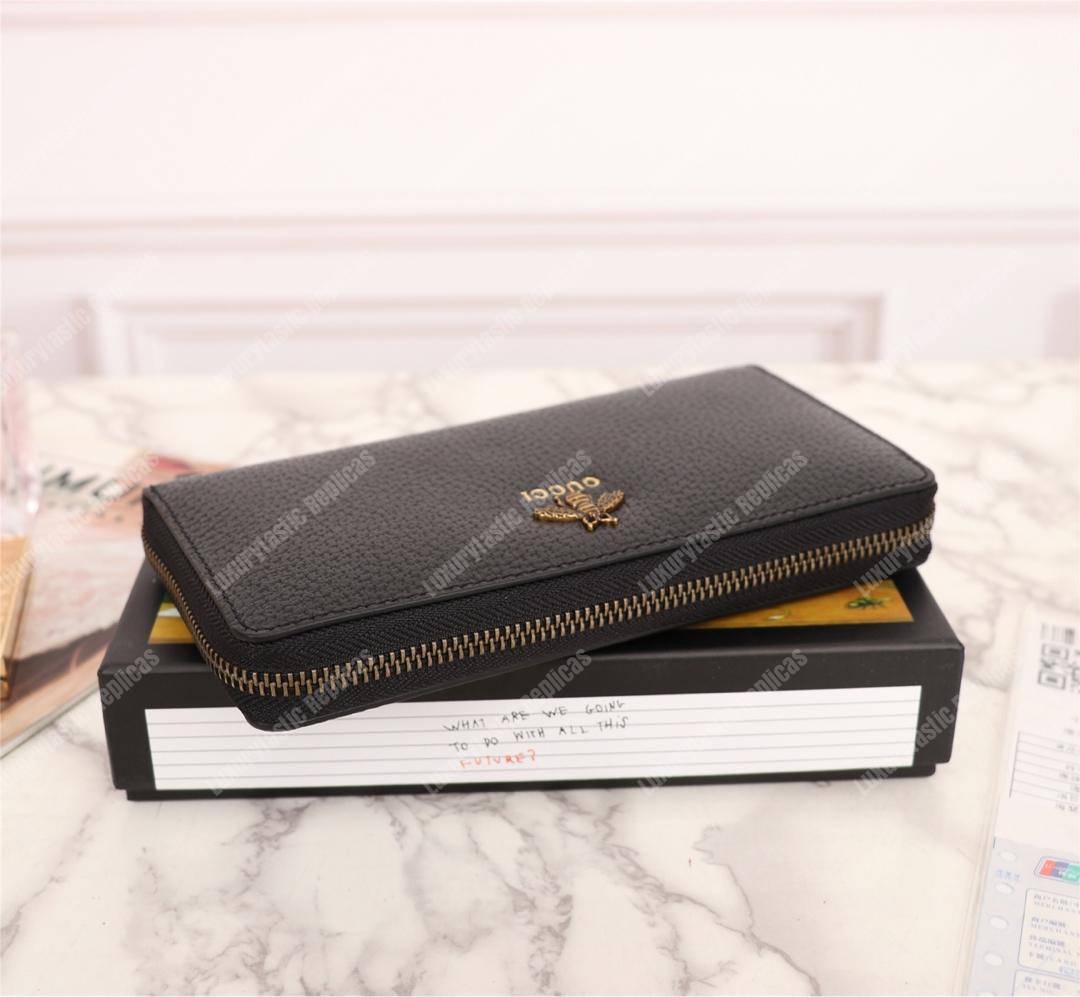 G*u*i animalier leather zip around wallet black