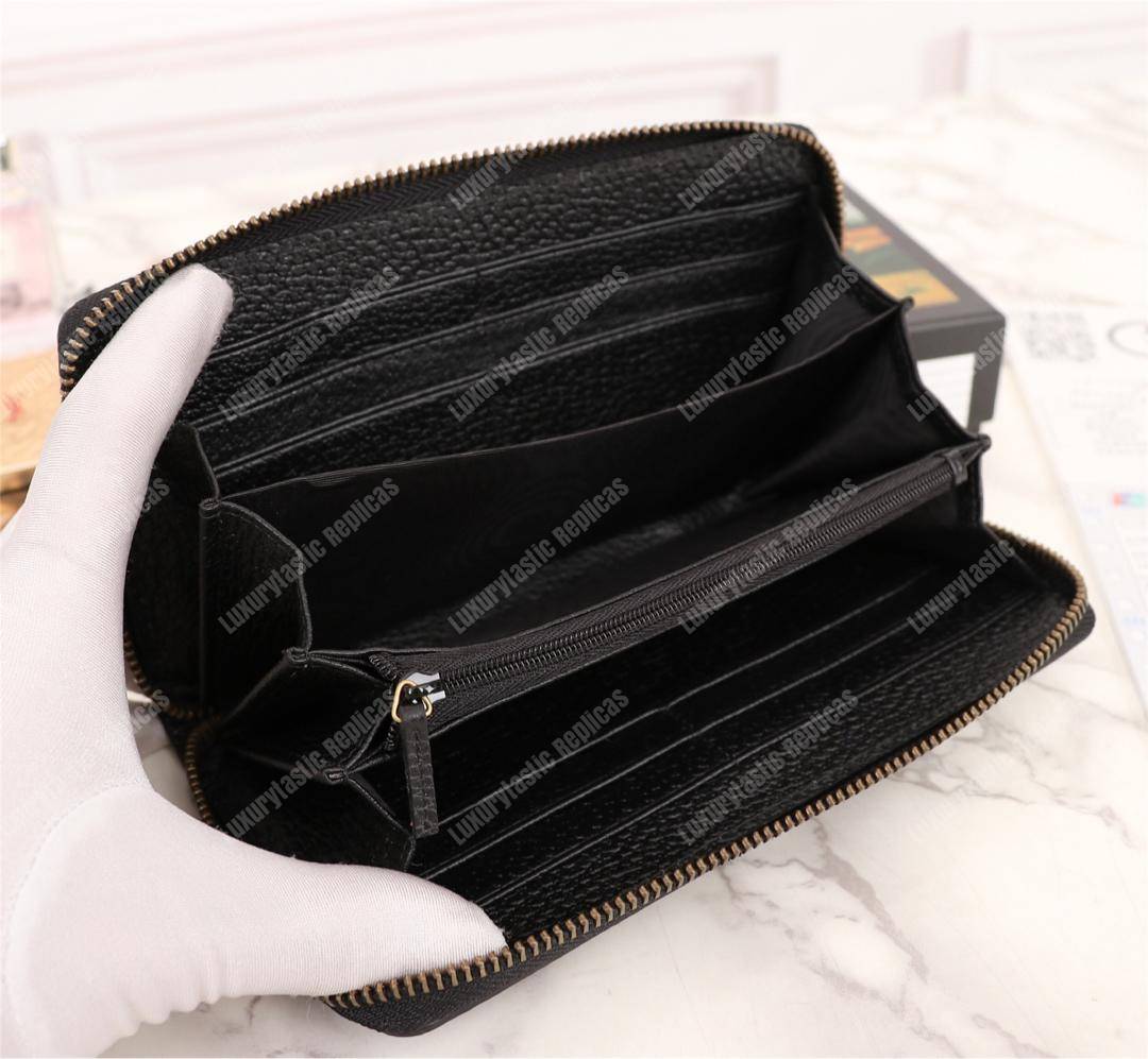G*u*i animalier leather zip around wallet black