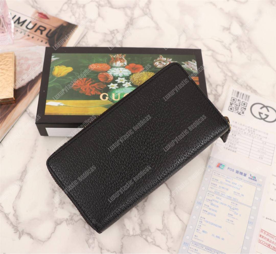 G*u*i animalier leather zip around wallet black
