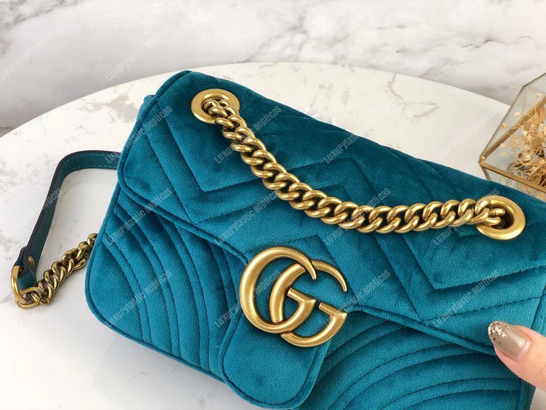 G*u*i gg marmont velvet shoulder bag blue