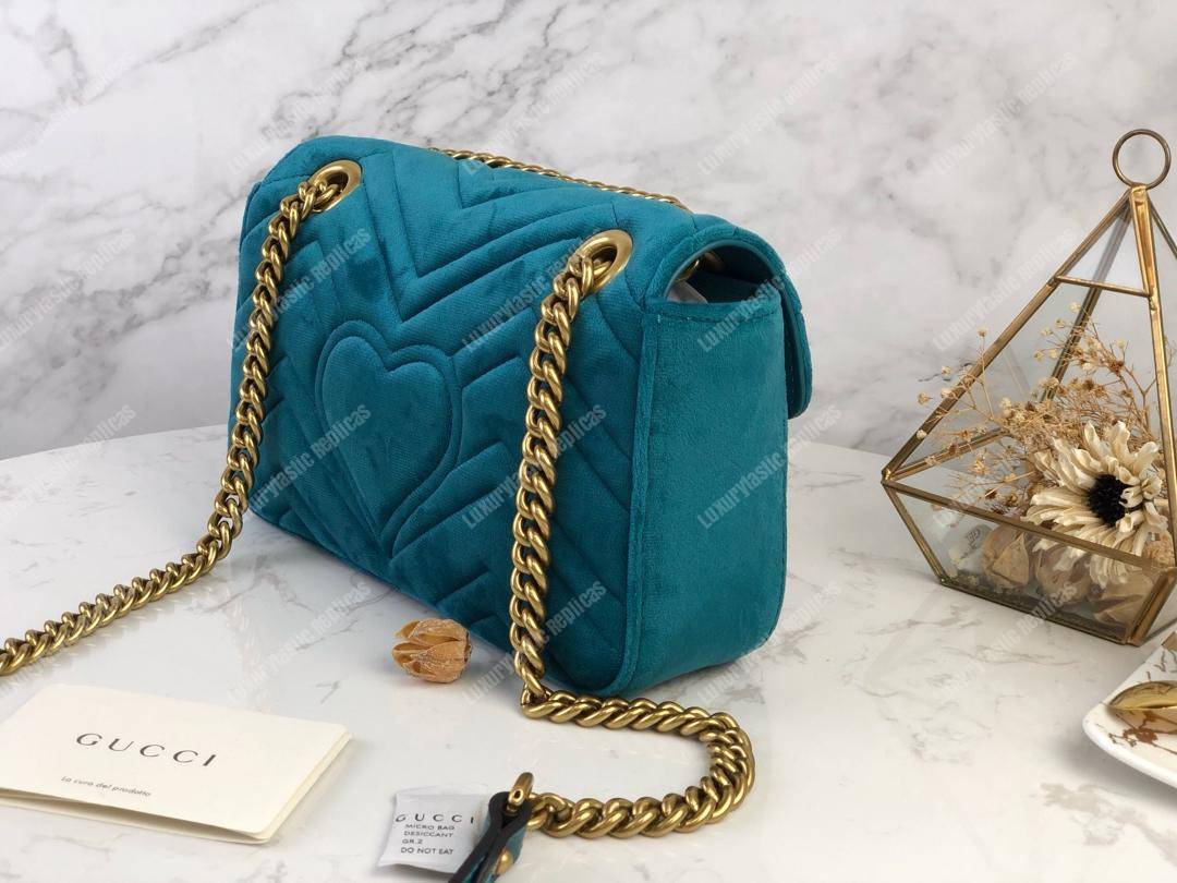 G*u*i gg marmont velvet shoulder bag blue