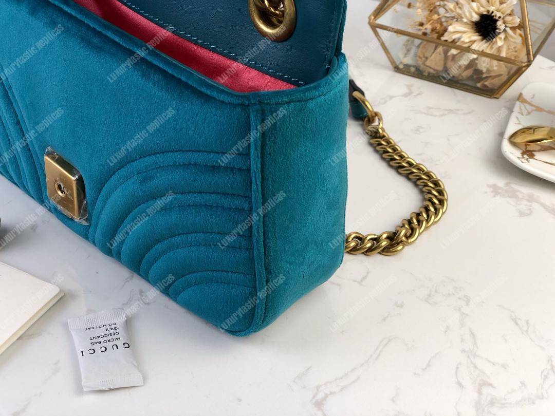 G*u*i gg marmont velvet shoulder bag blue