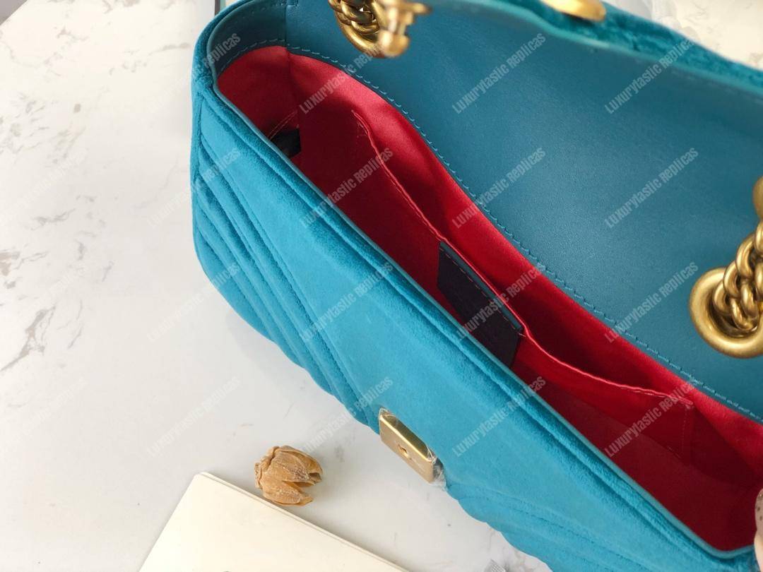 G*u*i gg marmont velvet shoulder bag blue