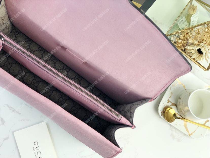 G*u*i beige pink gg sup*e coated canvas crystal small dionysus shoulder bag