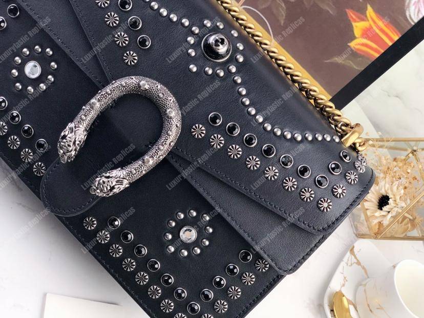 G*u*i dionysus studded shoulder bag black