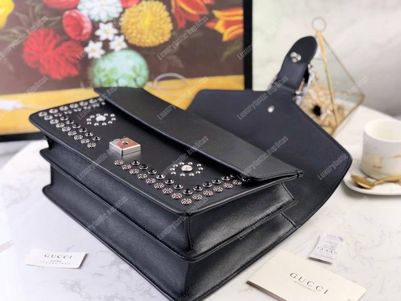 G*u*i dionysus studded shoulder bag black