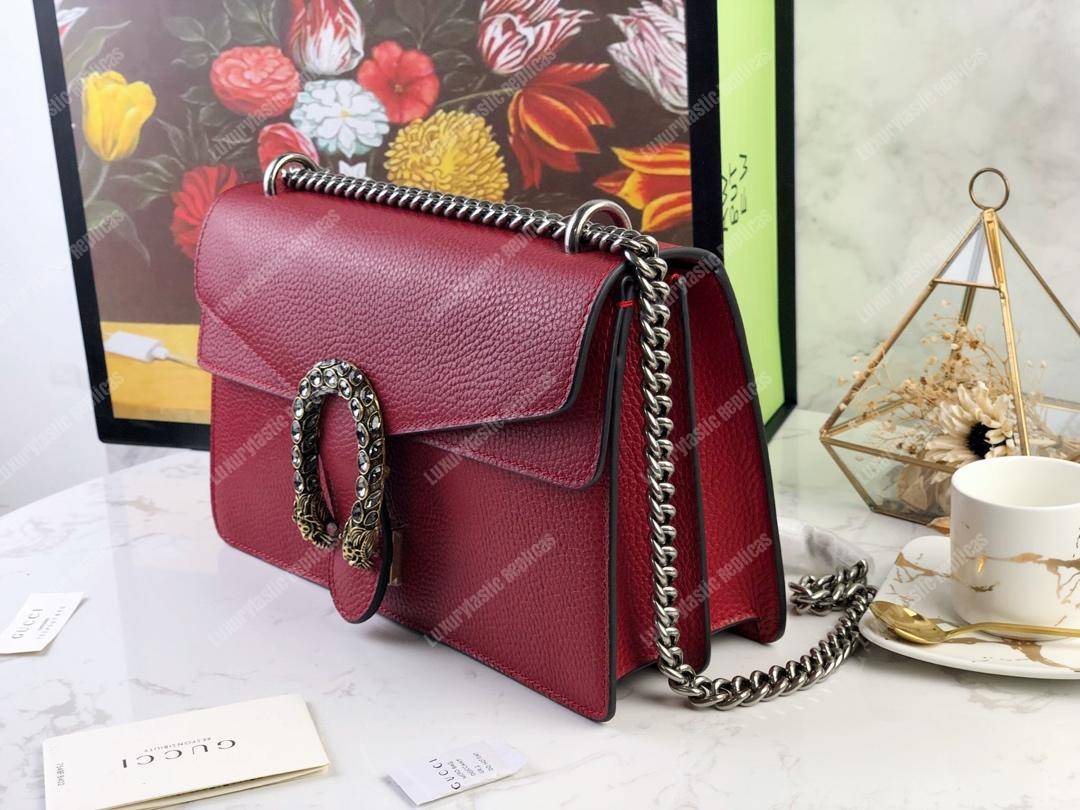 G*u*i dionysus small shoulder bag hibiscus red leather