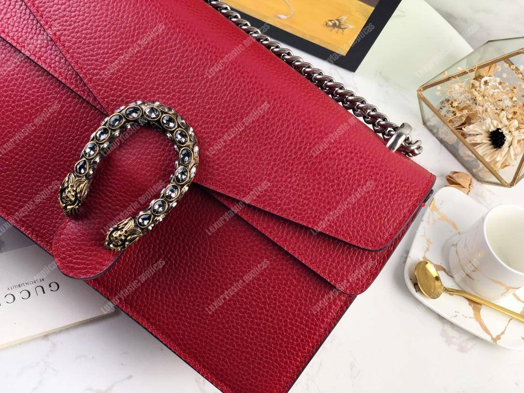 G*u*i dionysus small shoulder bag hibiscus red leather