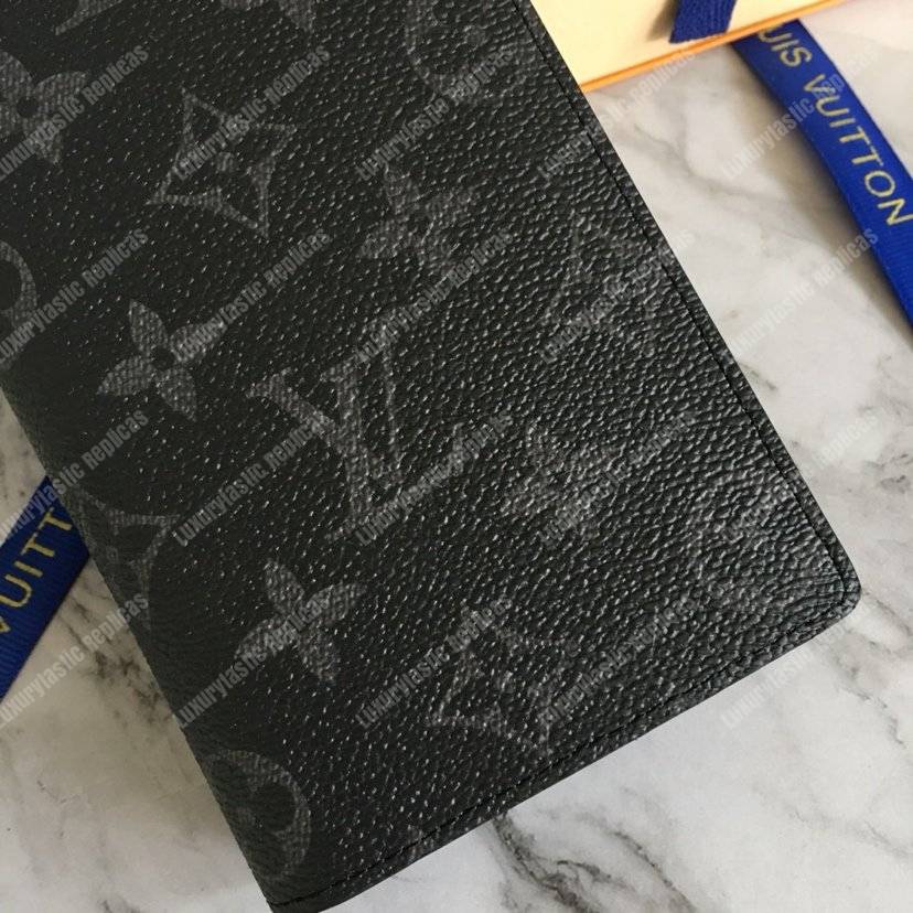 LV Brazza Wallet Monogram Eclipse Canvas
