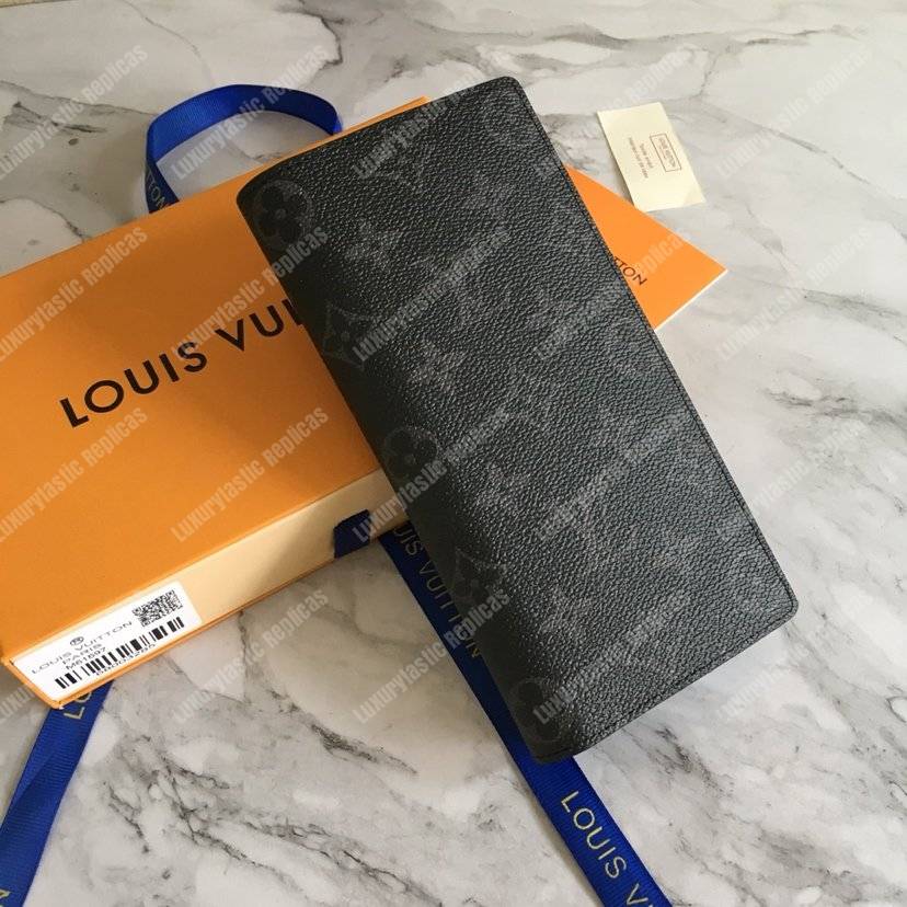 LV Brazza Wallet Monogram Eclipse Canvas