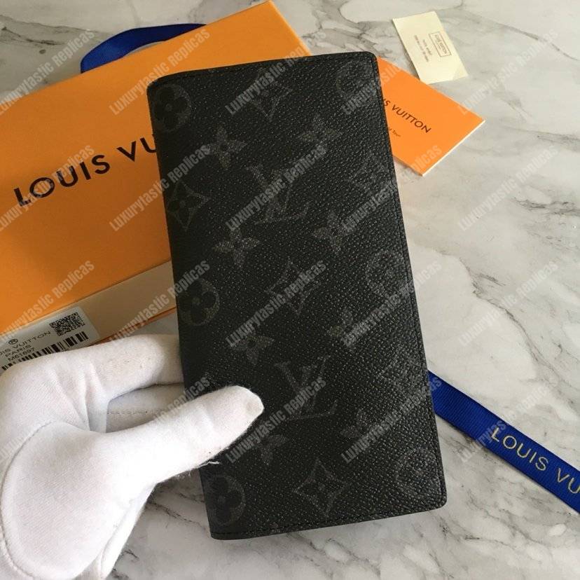 LV Brazza Wallet Monogram Eclipse Canvas