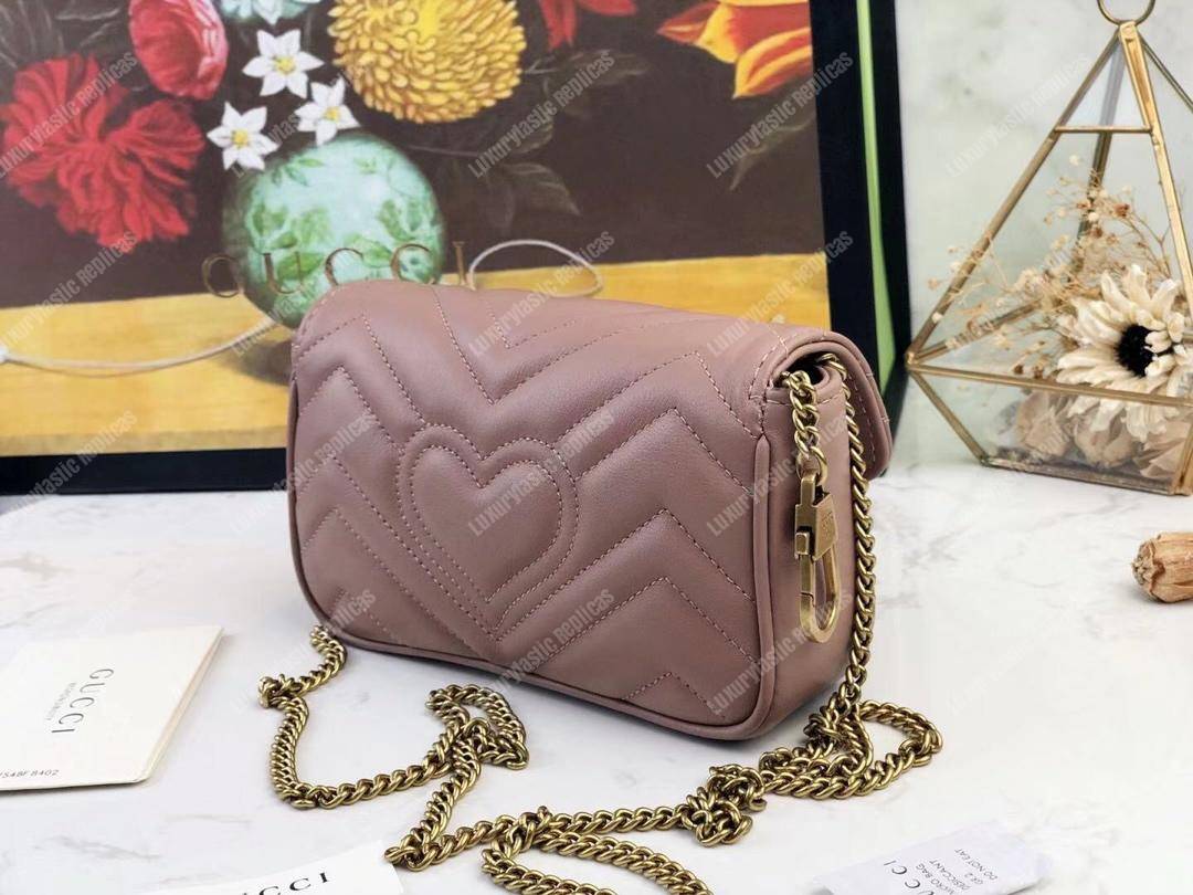 G*u*i gg marmont matelassé super mini bag dusty pink